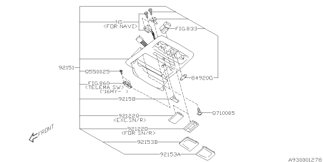 2014 Subaru Forester Over Head Console Assembly St Diagram for 92151SG020LO