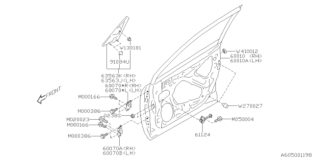 2016 Subaru Forester Hinge Assembly Door Front Fb Diagram for 60079AG012