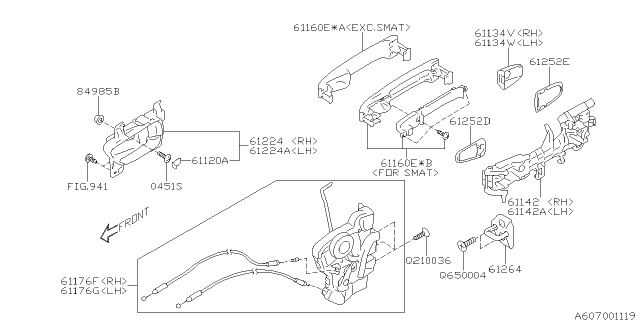 2018 Subaru Forester Outer Door Handle Diagram for 61160FJ000E1