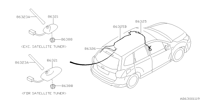 2015 Subaru Forester Feeder Cord Assembly Diagram for 86325SG001