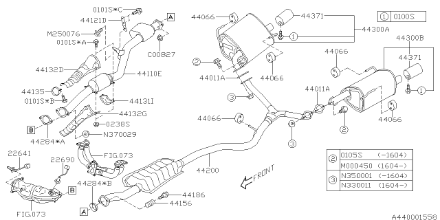 2016 Subaru Forester Bracket Exhaust Pipe Hang Diagram for 44521AA280
