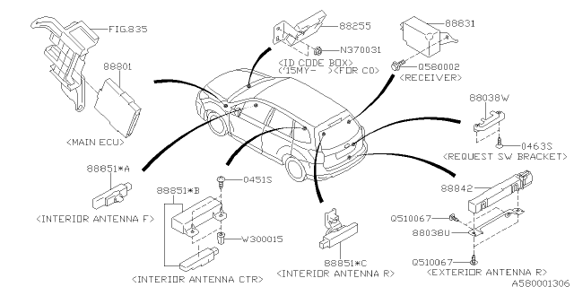 2018 Subaru Forester Receiver Assembly Diagram for 88831SG002