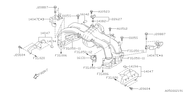 2018 Subaru Forester Protector Intake Manifold Diagram for 14047AB180