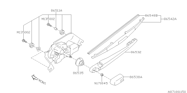 2018 Subaru Impreza Rear Window Wiper Arm Diagram for 86532FL08A