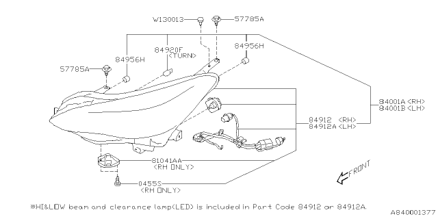 2021 Subaru Impreza Lamp Head A. (Right). Diagram for 84001FL00B