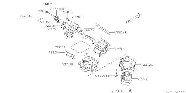 2017 Subaru Impreza Heater System Servo Motor Assembly Diagram for 72131FL03A