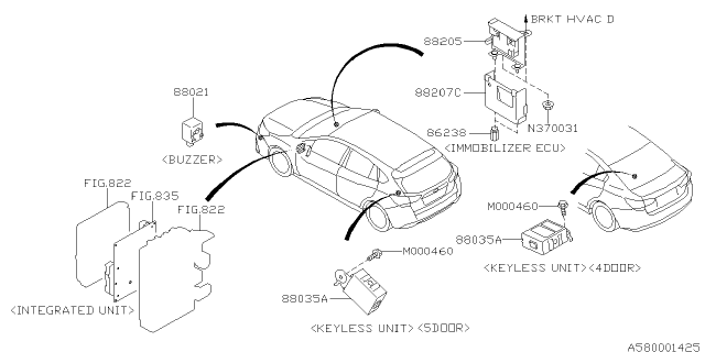 2019 Subaru Impreza Key Kit & Key Lock Diagram 5