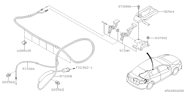 2018 Subaru Impreza Cable Assembly Fuel Diagram for 57330FL03A