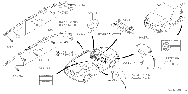 2019 Subaru Impreza Air B Mod Assembly K Diagram for 98301FL00BVH
