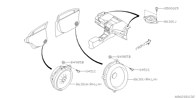 2020 Subaru Impreza Audio Parts - Speaker Diagram 1