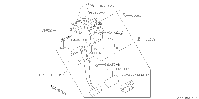 2020 Subaru Impreza Pedal System Diagram 3