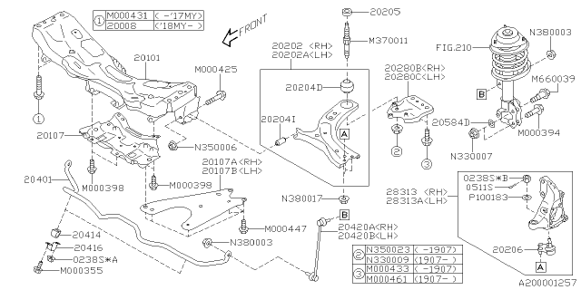 2020 Subaru Impreza Front Spindle Knuckle Right Diagram for 28311FL00A