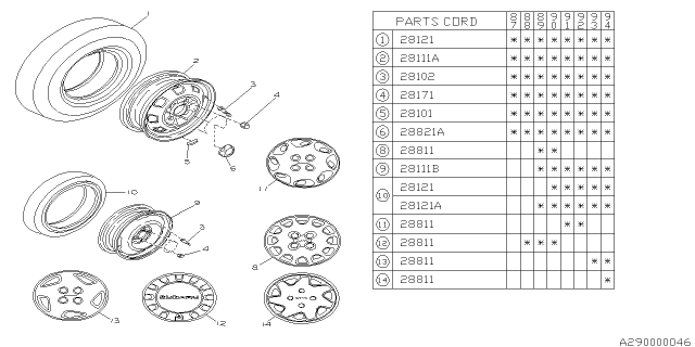 1990 Subaru Justy Spare Disc Wheel Diagram for 723122240