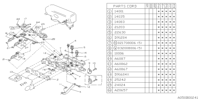 1989 Subaru Justy Gasket Intake Manifold Diagram for 14035KA150
