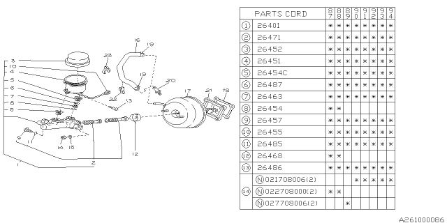1989 Subaru Justy Master Cylinder Repair Kit Diagram for 725771240