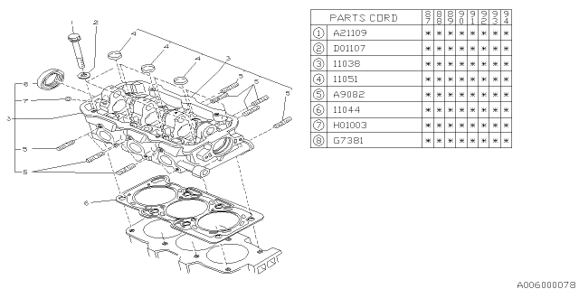 1991 Subaru Justy Cylinder Head Diagram