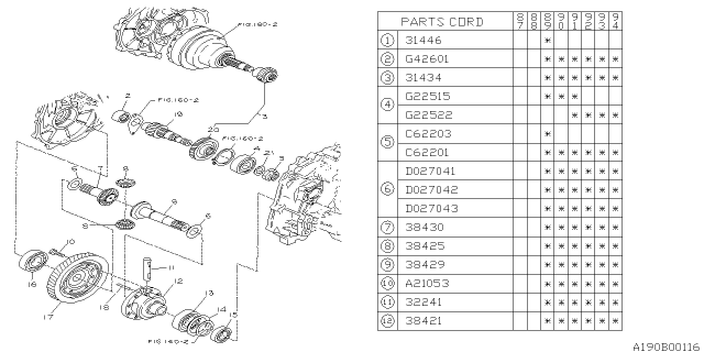 1990 Subaru Justy Ball Bearing 25X62X17 Diagram for 806225220