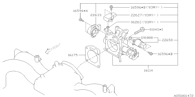 2004 Subaru Impreza Sensor Assembly Pressure Diagram for 22627AA170