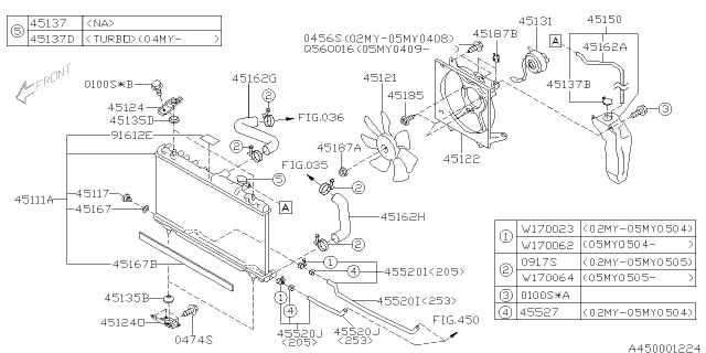 2006 Subaru Impreza STI Radiator Complete Diagram for 45111FE092