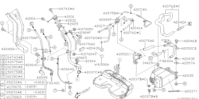 2005 Subaru Impreza Hose EVAPORATOR Diagram for 42075SA350