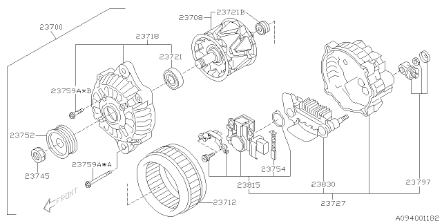 2007 Subaru Impreza WRX Rear Cover Assembly ALTERNATOR Diagram for 23727AA370