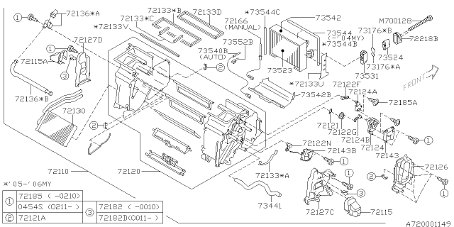 2007 Subaru Impreza STI Packing Diagram for 72133FE020
