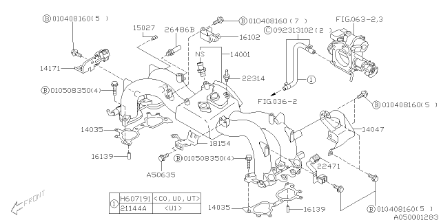 1999 Subaru Impreza Protector Intake Manifold Diagram for 14047AA110