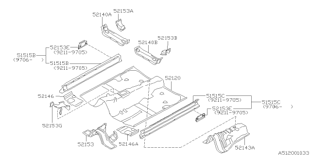 2001 Subaru Impreza Reinforcement Complete Hand Brake Diagram for 52143FA233