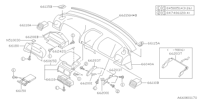 2001 Subaru Impreza Reinforcement A/B Center Diagram for 66203FC030