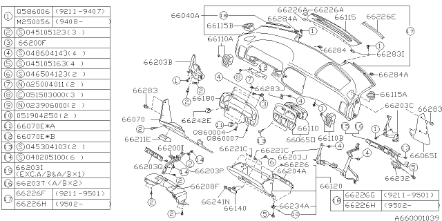 1994 Subaru Impreza Pocket Assembly Usa Diagram for 66510FA010MJ