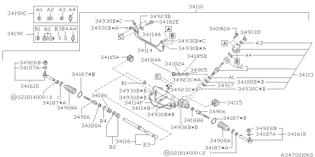 2001 Subaru Impreza Tie Rod Diagram for 34140FC000