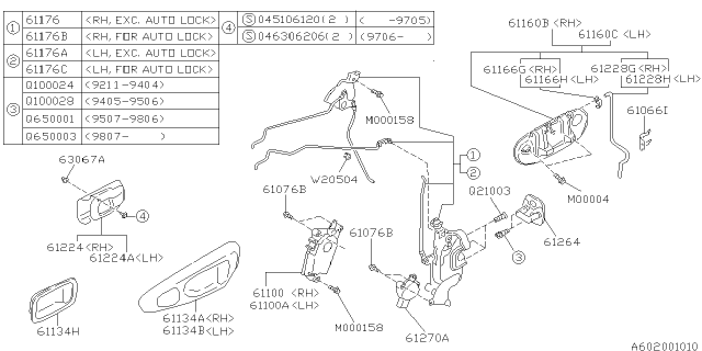 1999 Subaru Impreza Door Lock Actuator Assembly, Right Diagram for 62316FA100