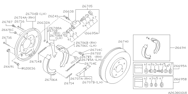 1994 Subaru Impreza Wheel Cylinder Repair Kit Diagram for 26295AA010