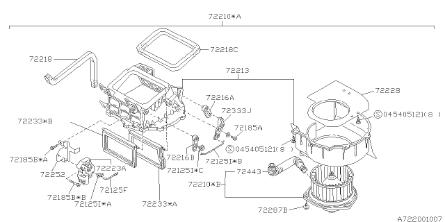 1993 Subaru Impreza Heater Blower Assembly Diagram for 72240FA000