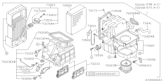 1998 Subaru Impreza Evaporator Assembly-Cooling Diagram for 73523FC010