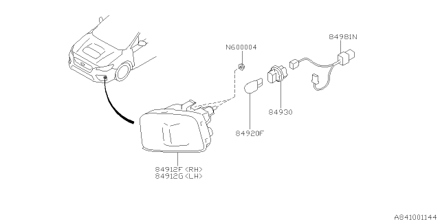 2020 Subaru WRX Lens & Body Complete Diagram for 84912VA120