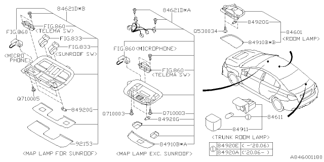 2018 Subaru WRX STI Lamp Assembly Map Diagram for 84621FJ051JC