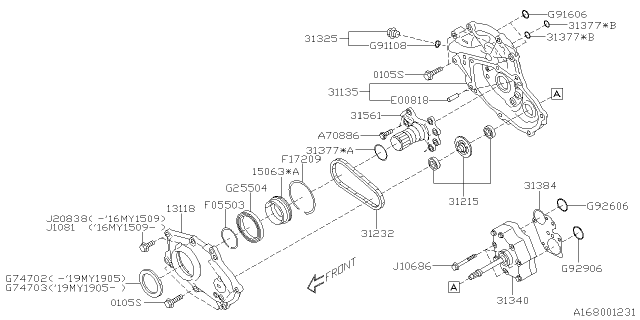 2016 Subaru WRX Automatic Transmission Oil Pump Diagram