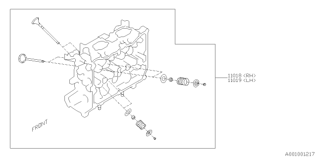 2015 Subaru WRX Head & Valve Set Cylinder Diagram for 11018AA430