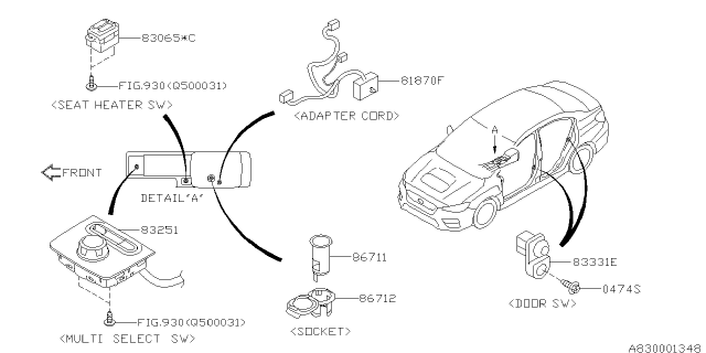 2020 Subaru WRX STI Switch - Instrument Panel Diagram 1