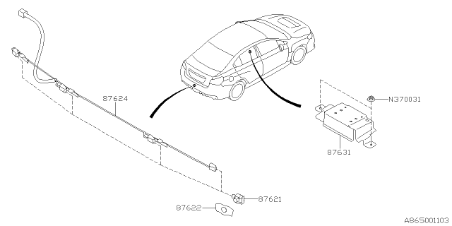 2020 Subaru WRX Cord Assembly SONAR Diagram for 87624VA000