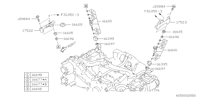 2016 Subaru WRX Pipe Assembly Fuel Right Diagram for 17522AB020