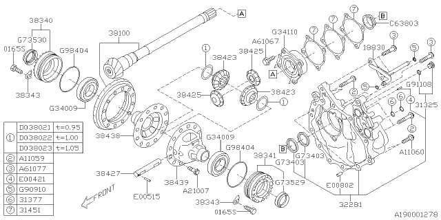 2015 Subaru WRX STI Gear Set HYPOID Diagram for 38100AB720