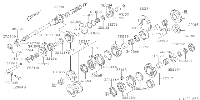 2017 Subaru WRX BUSHING Reverse IDLER GEA Diagram for 32289AA080