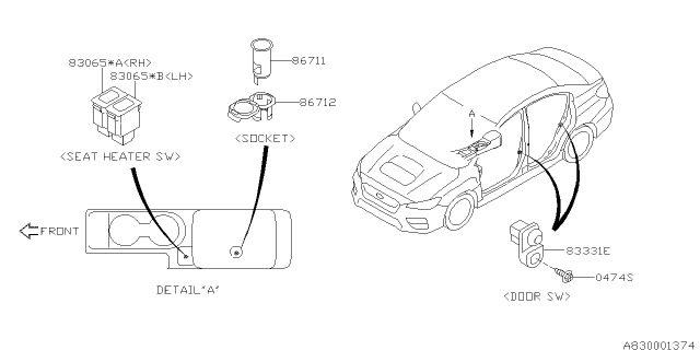 2020 Subaru WRX STI Switch - Instrument Panel Diagram 2