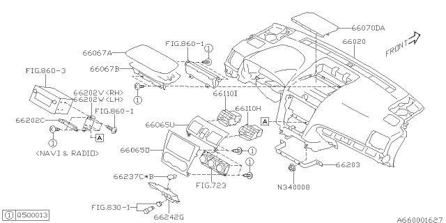 2015 Subaru WRX STI Panel DISP Upper Diagram for 66067VA100