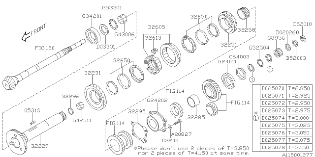 2015 Subaru WRX STI Gear 2ND Driven Diagram for 32251AB120