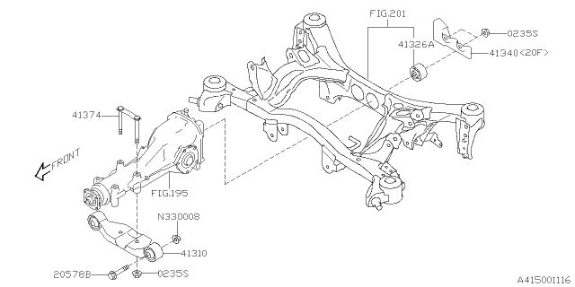 2015 Subaru WRX Differential Mounting Diagram
