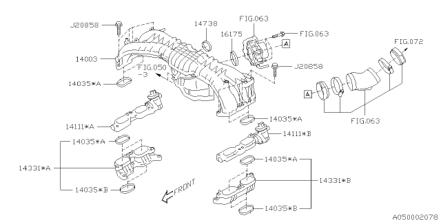 2015 Subaru WRX Adapter Assembly Air Intake Diagram for 14331AA020