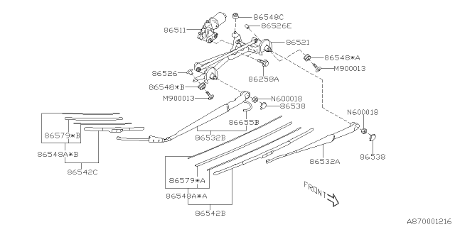2020 Subaru WRX Wiper - Windshilde Diagram 2